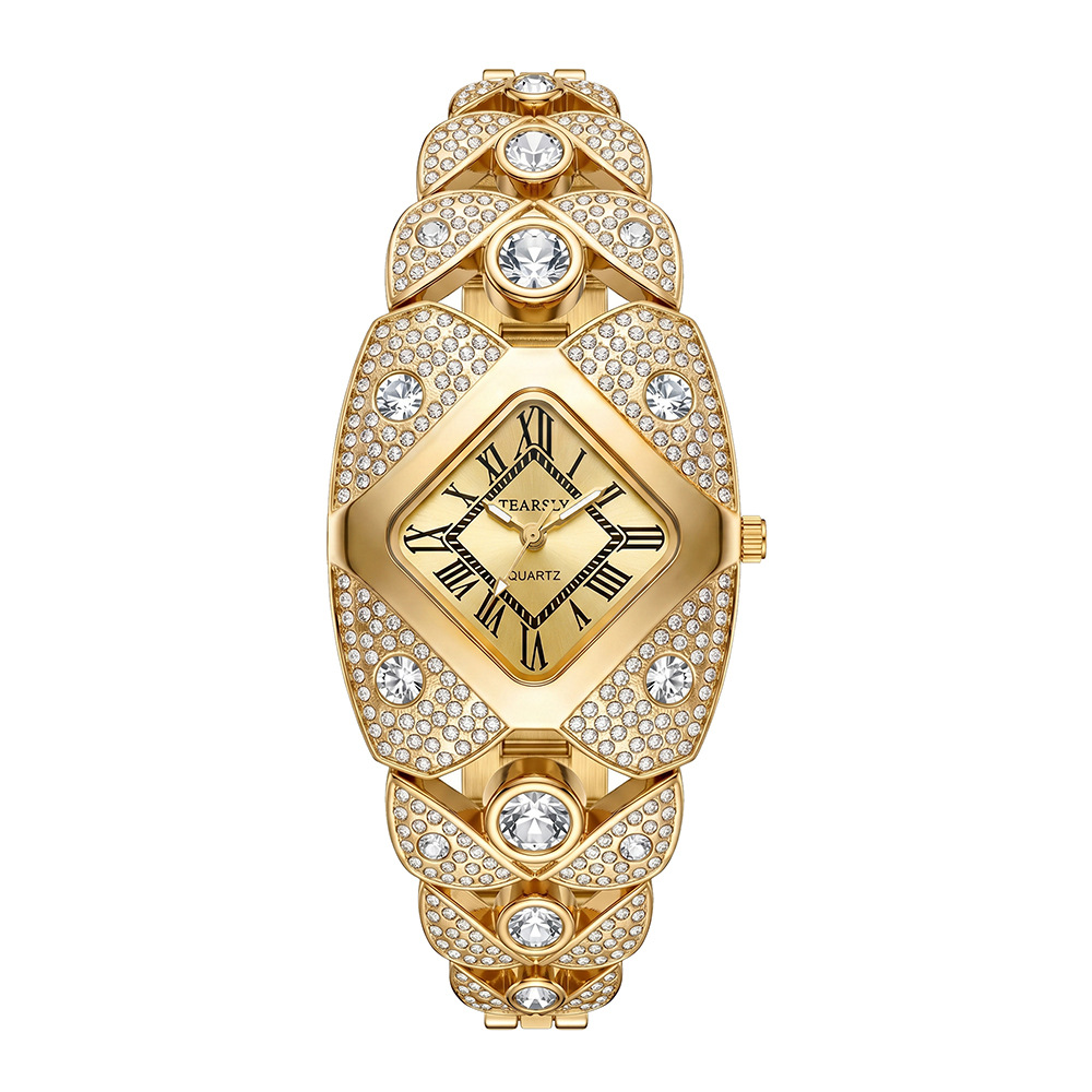 Crossover burst full diamond diamond reloj de las mujeres comercio exterior cuarzo reloj de las mujeres retro brazalete estilo reloj personalizado al por mayor Item Picture