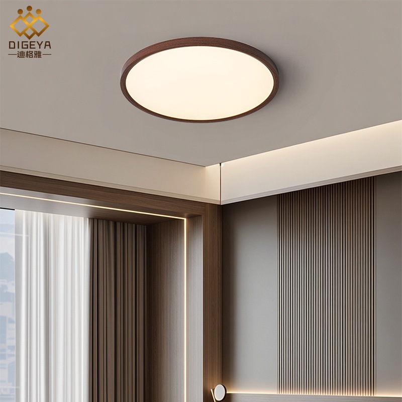 Ultra-thin bedroom ceiling lamp, new Chinese-style retro solid wood living room lamp, modern and simple full-spectrum eye-protecting study lamp Specification image