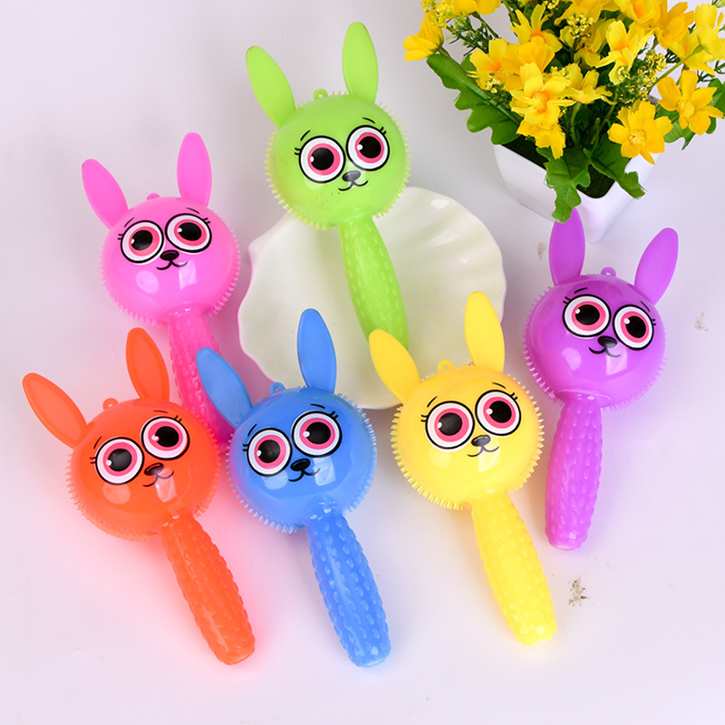 Rabbit luminous stick, pinching fun with whistle, flashing handle, luminous rabbit, children's stress-relieving toy, night market street stall supply details Picture