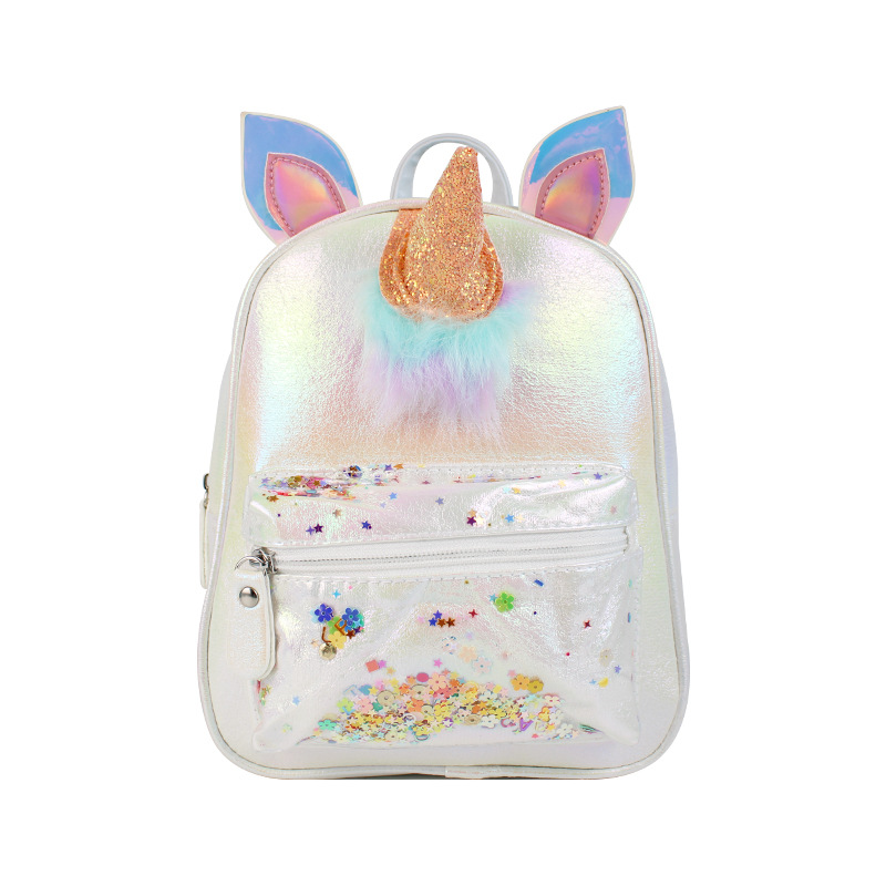 New bright unicorn children's backpack cartoon image Love Princess Girls fashionable and cute children's backpack Item Picture