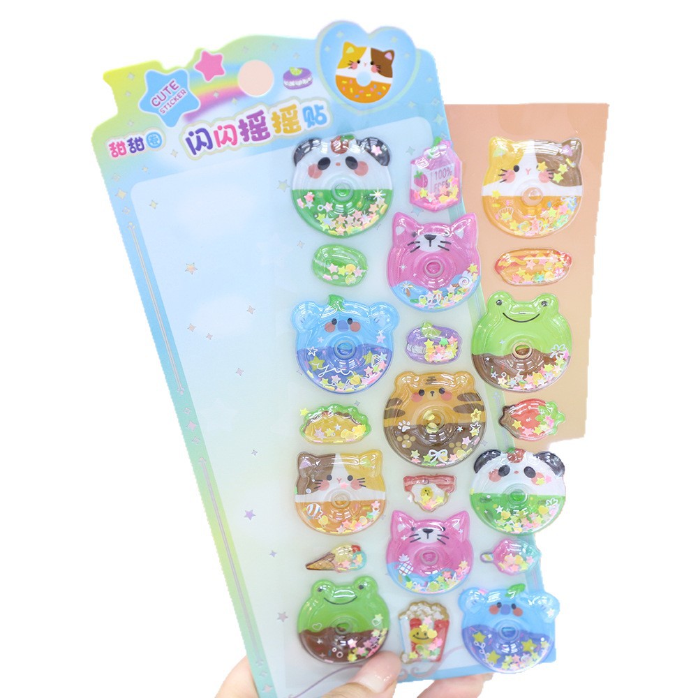 Sparkling Doughnut Shake Fun Stickers 3D Relief Fun Stickers Children's DIY Handmade Decorative Stickers Manufacturer wholesale Item Picture