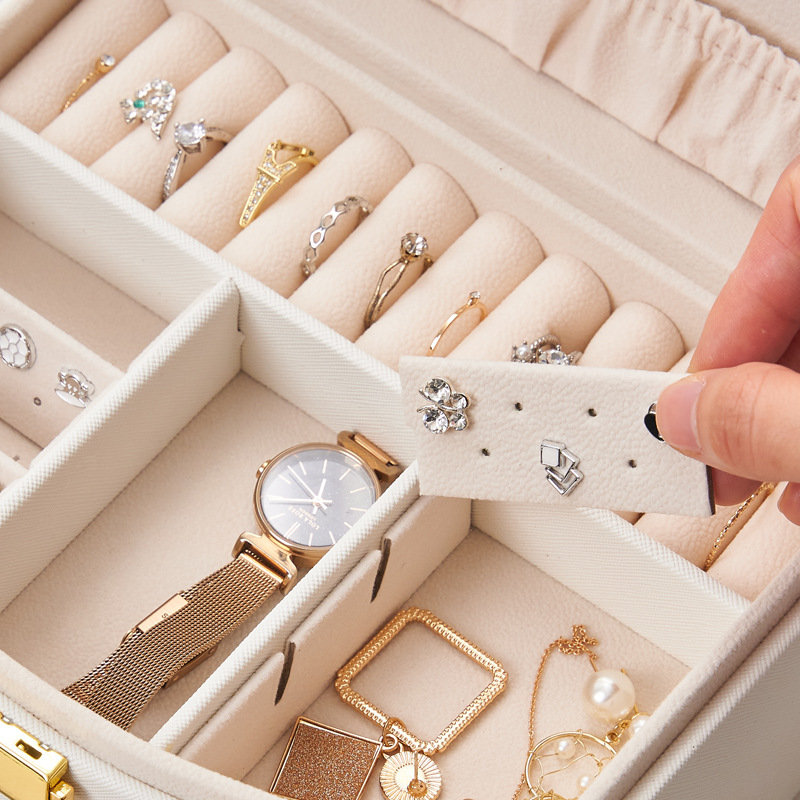 Multi-layer lockable jewelry box, accessory storage box, princess and children's jewelry box, earrings and accessories drawer-type storage box Specification image