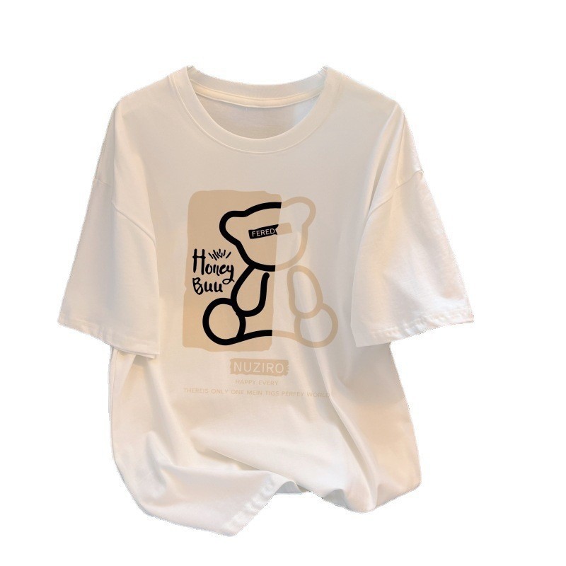 Camiseta de manga corta de algodón mujer 2026 versión coreana holgada talla grande mujer casual versátil camiseta top slub camiseta de algodón mujer Item Picture