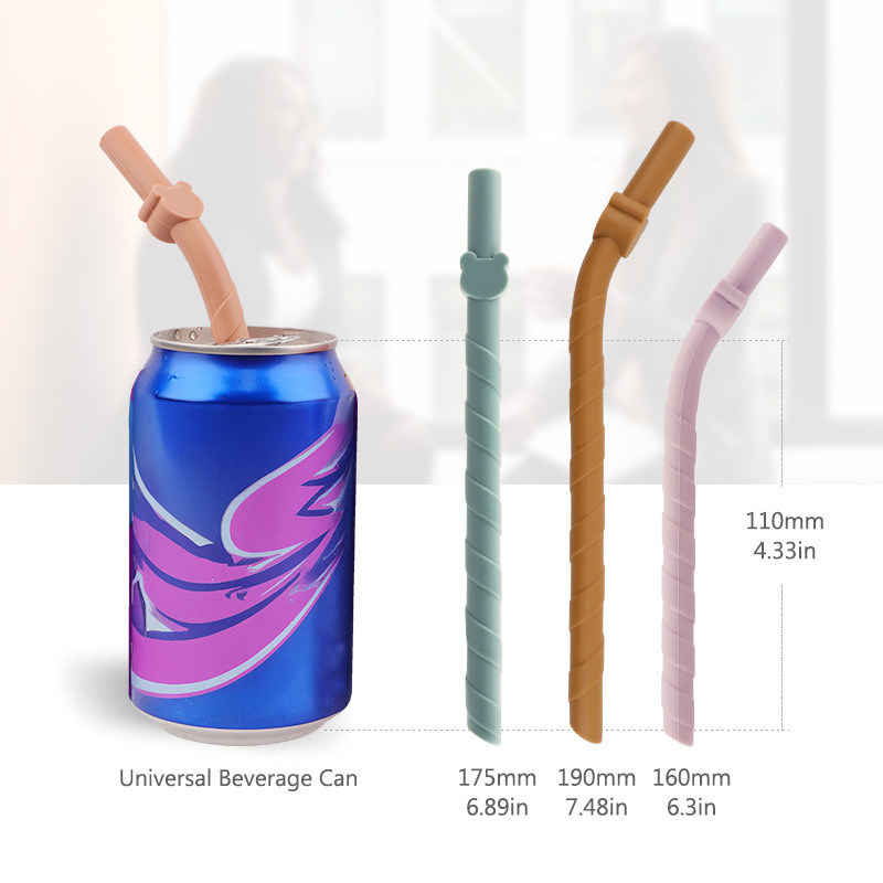 Colorful silicone straws are reusable, universal cup mouth straight tubes, creative household milk tea beverage straws, food grade details Picture