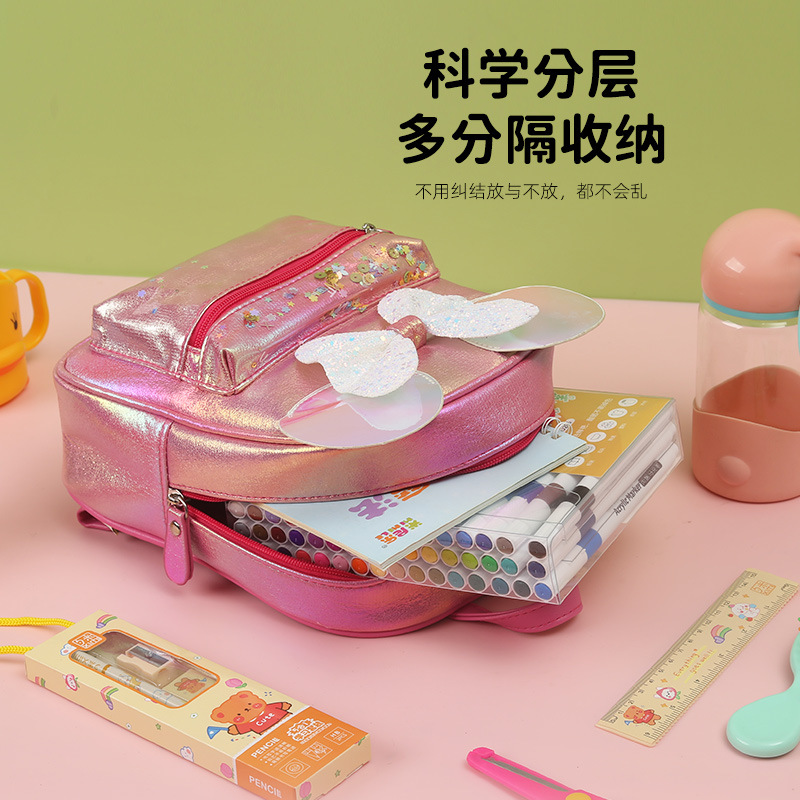 Large-tailed cat, butterfly, Mickey Mouse ears, fine glitter, double-shoulder backpack, fashionable, casual and cute schoolbag, princess small bag details Picture