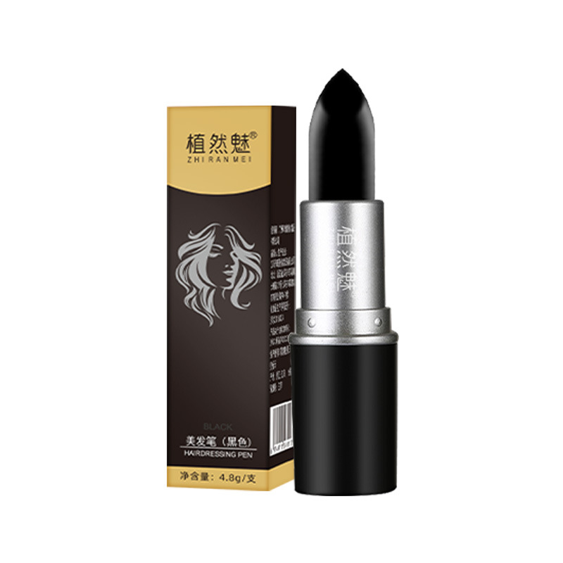 Zhiran Mei Disposable Lipstick-Style Hair Dye Stick For Covering White Hair, Black Chestnut Brown Temporary Hair Dye, Hair Dye Pen, Hair Pen, Hair Stick, Ten-Color Hair Comb, Body Painting, Disposable Hair Comb Item Picture