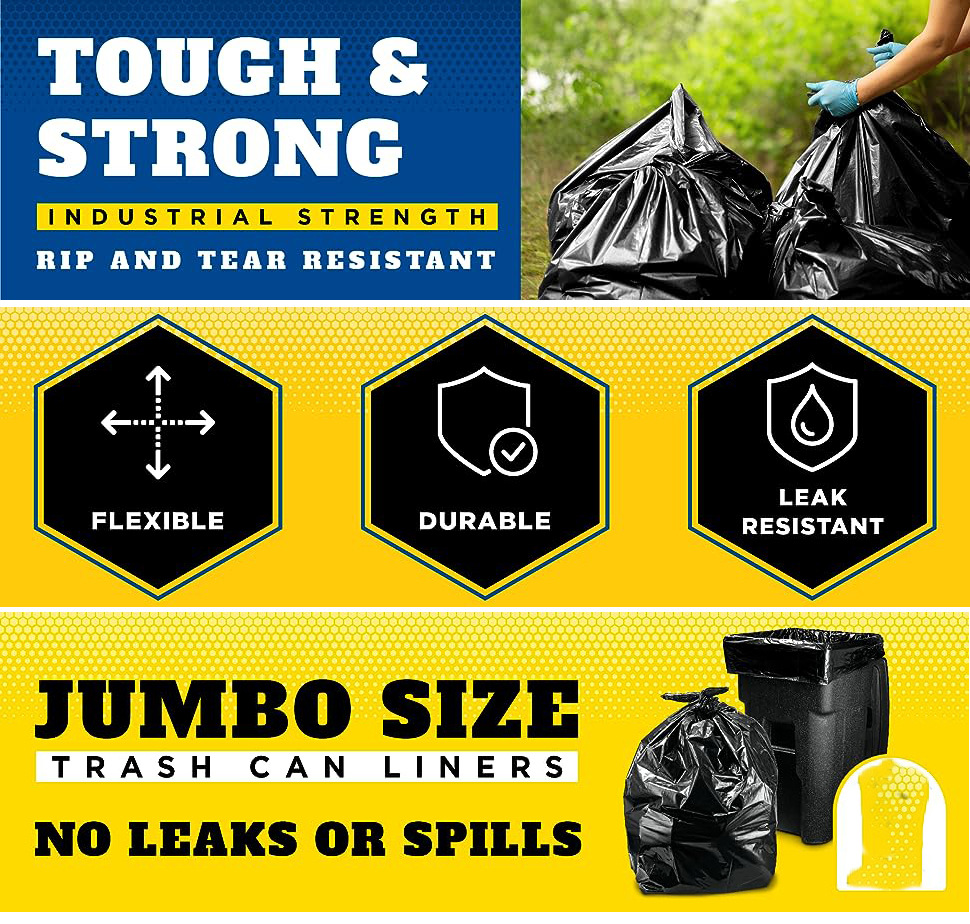 GH系列外贸平口垃圾袋S/M/L/XL/XXL5个尺寸白底实物图