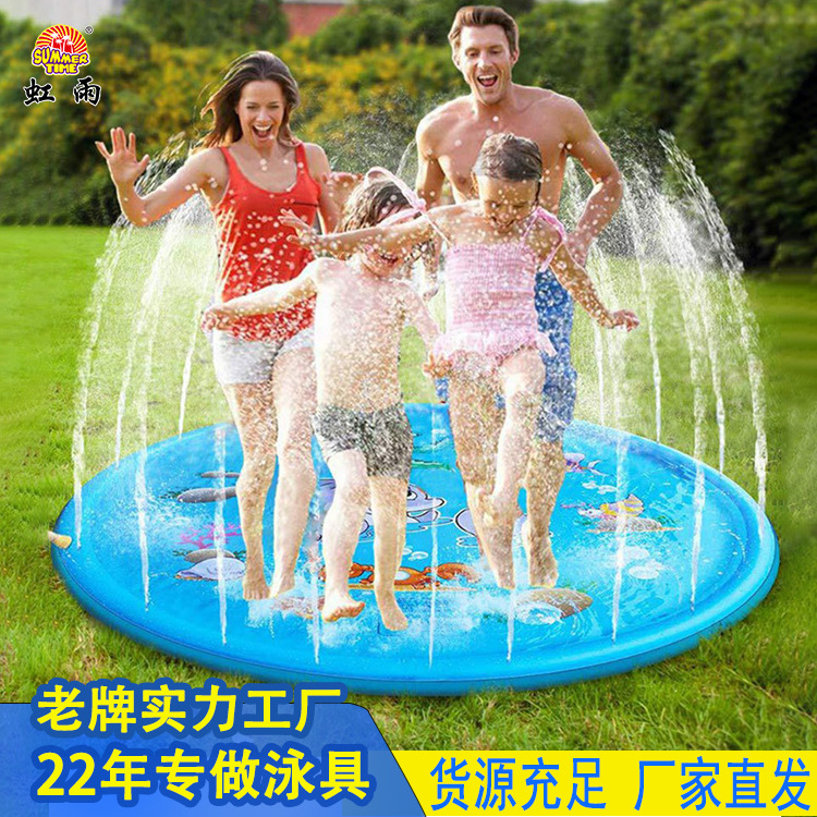 工厂批发零售170CM大白鲨喷水垫儿童户外娱乐戏水池充气海喷水池