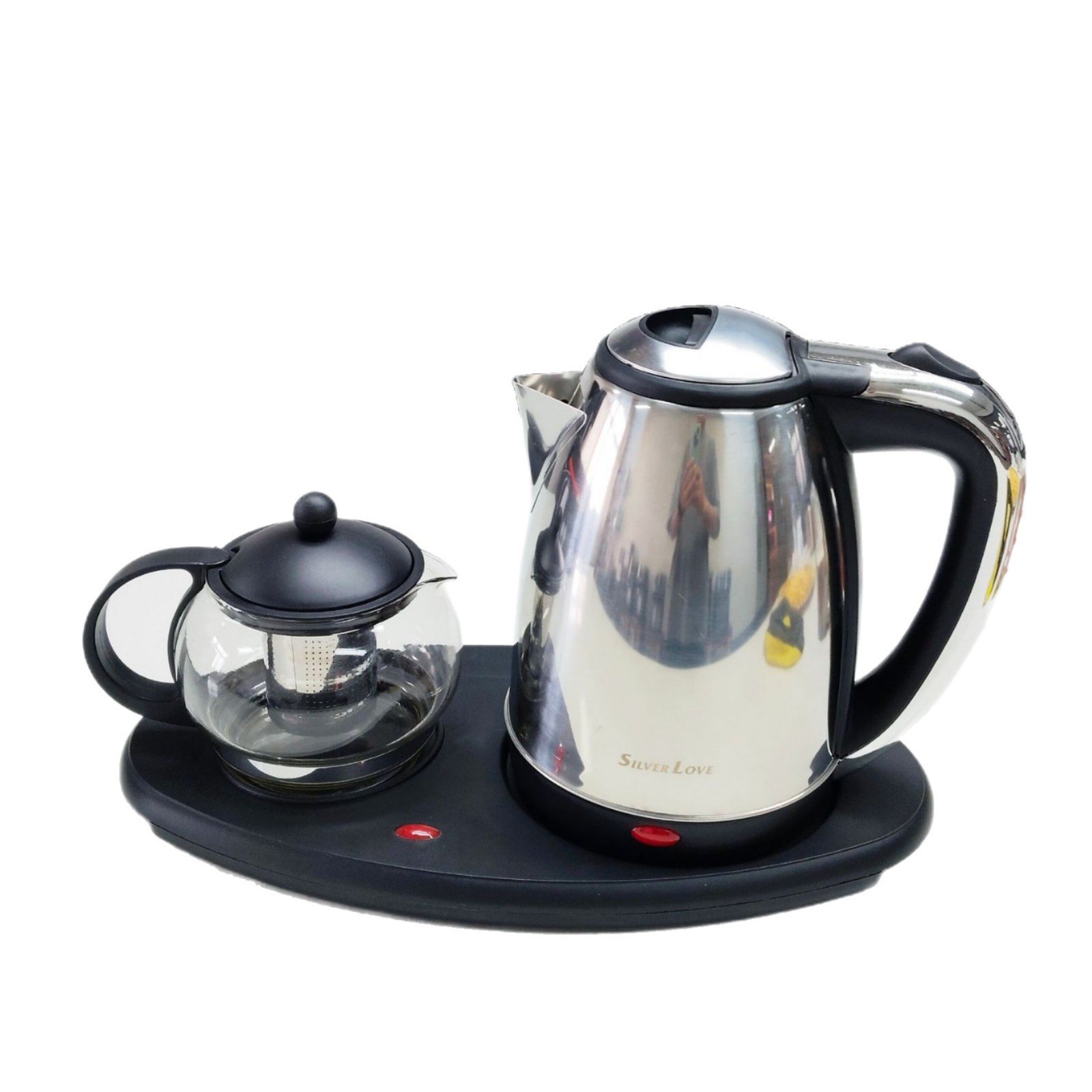 外贸出口家用玻璃电热水壶高硼玻璃透明自动断电2.0L子母电茶壶Z209白底实物图