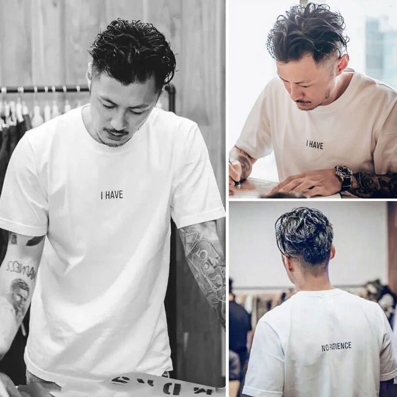 Chinese trend brand Andy Lau short-sleeved T-shirt for men, pure cotton loose white T-shirt, casual Hong Kong-style couple, large-sized round-neck ins half-sleeved shirt details Picture