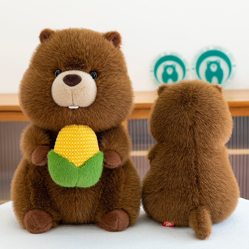 New cute corn-hugging foodie Groundhog plush toy, a cute groundhog sleeping doll gift Specification image