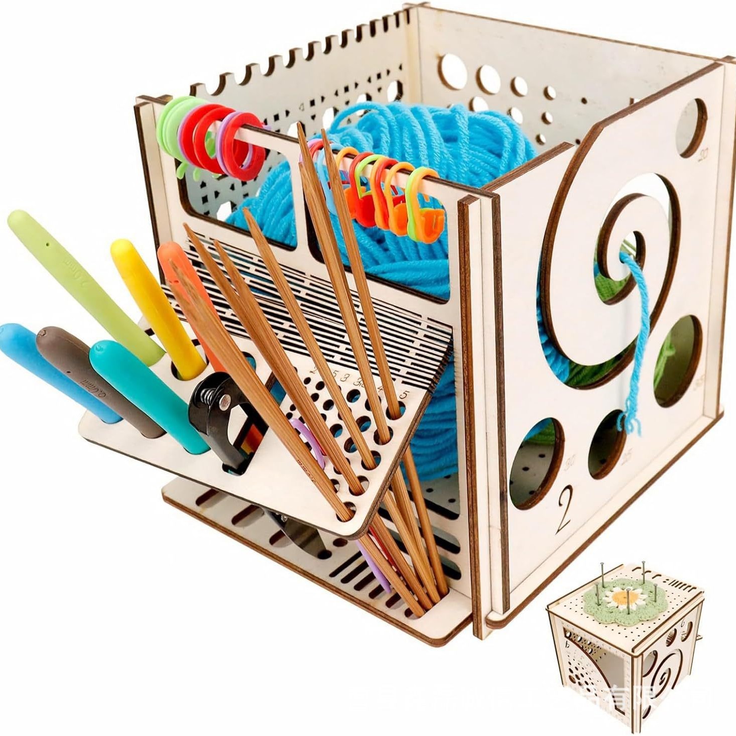 跨境木质毛线盒手工编织工具收纳盒Multifunctional knitti纱线盒