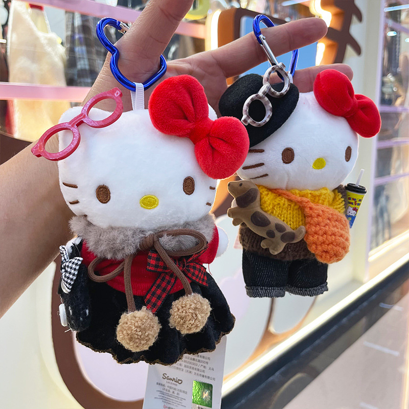 【 Genuine 】 hellokitty small pendant, cute plush doll kt doll dress, doll bag pendant details Picture