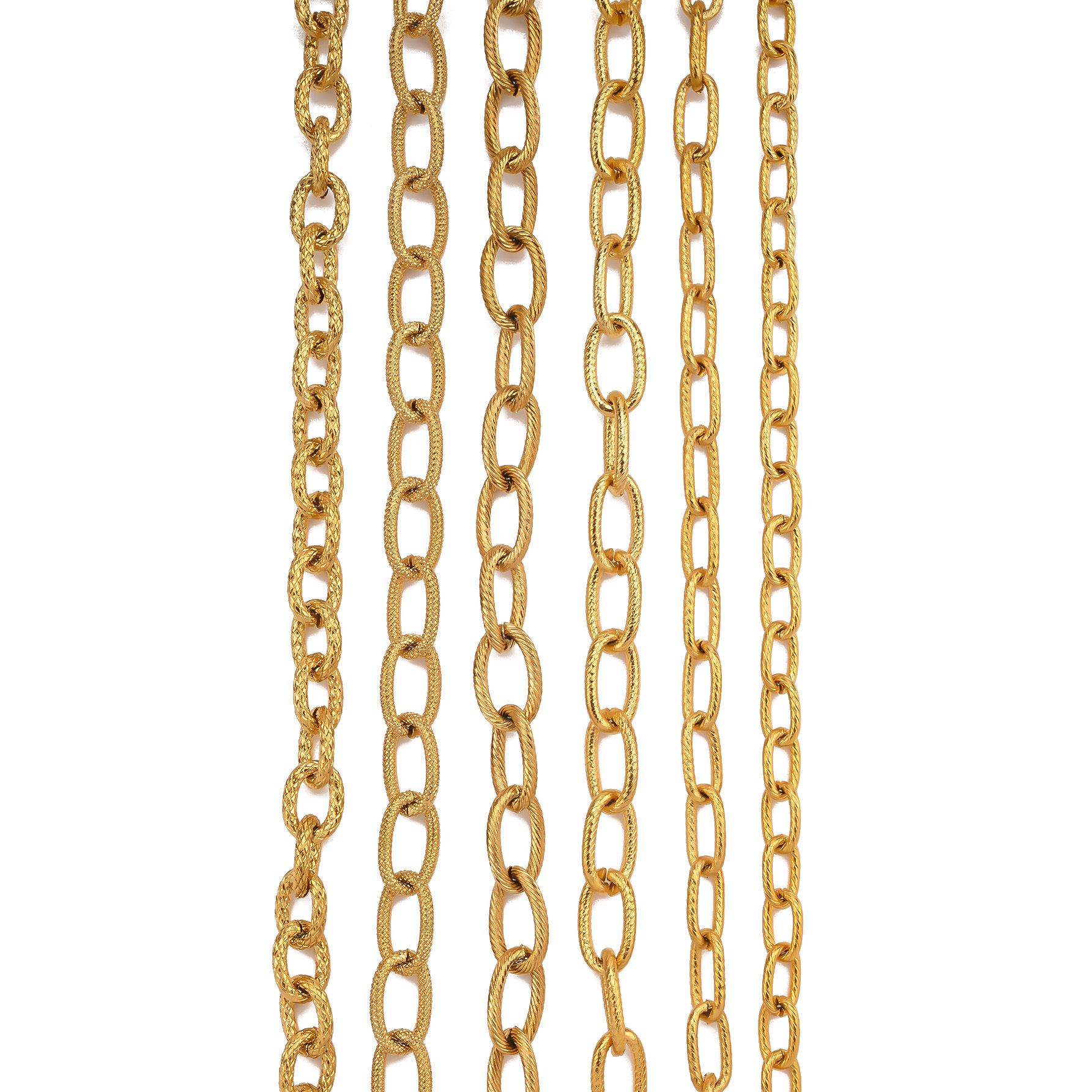 Stainless steel cross-shaped chain, threaded mesh O-shaped chain, vacuum electroplated color-preserving jewelry, DIY luggage and clothing accessory chain