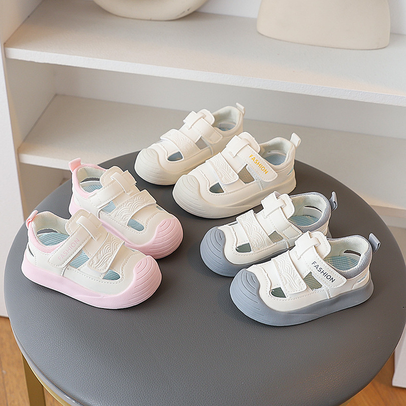 宝宝鞋夏季新款女童包头凉鞋机能鞋百搭男童软底包头防踢学步鞋
