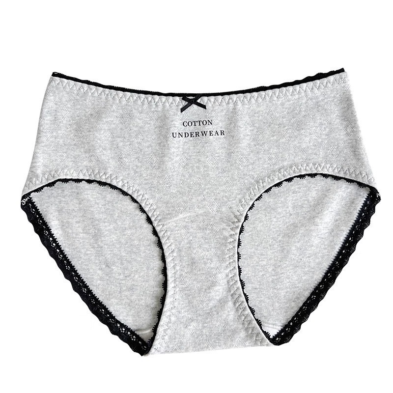 French-style women's underwear, pure cotton 10A antibacterial extended crotch, comfortable mid-waist bag, seamless hip, all-cotton crotch women's briefs Item Picture