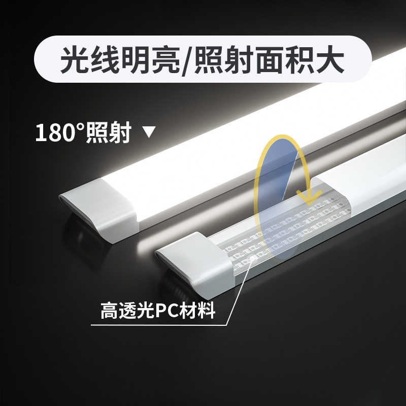 Three-proof led long strip lamp, ultra-bright strip-shaped integrated essence lamp tube, household ceiling-mounted energy-saving fluorescent lamp complete set Application Scenario