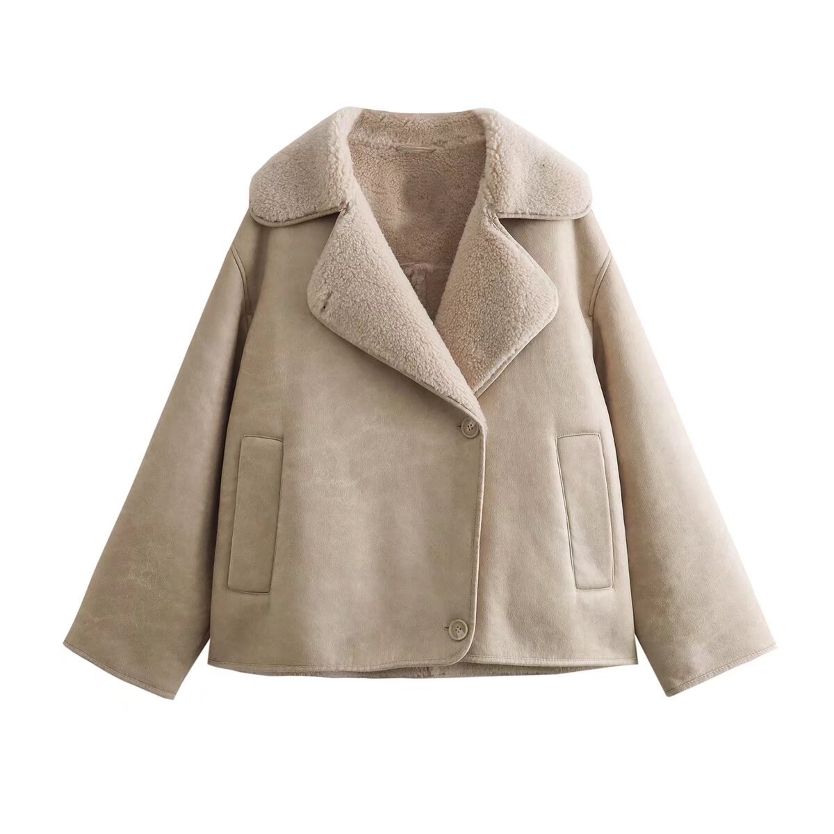 Amazon Cross-border Wholesale 2024 Autumn/Winter European and American style lapel double-sided jacket coat 3548/043 Specification image