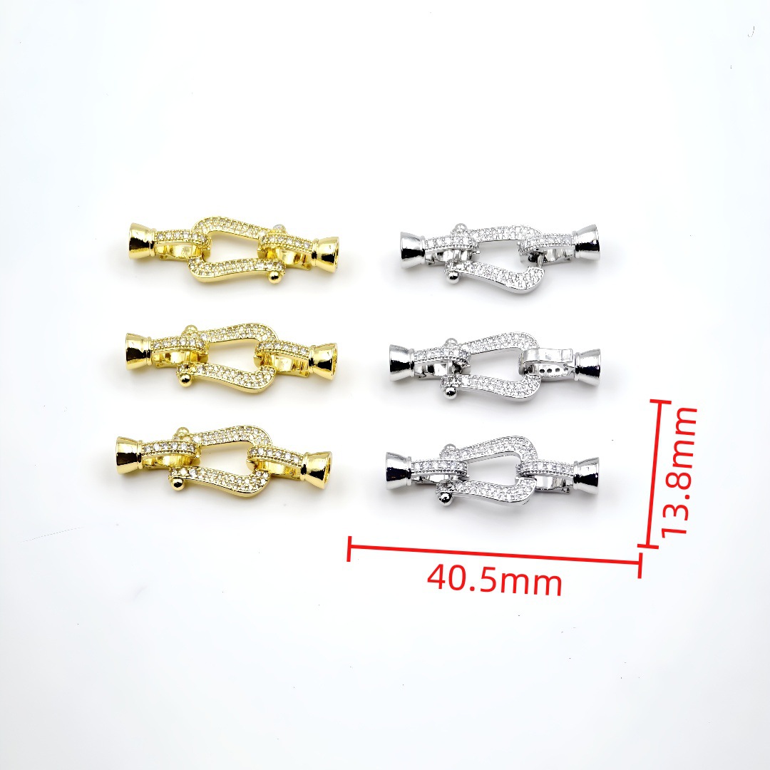 18k gold inlaid zircon O-shaped shell buckle rose heart buckle sweater chain connection end buckle diy accessory matching