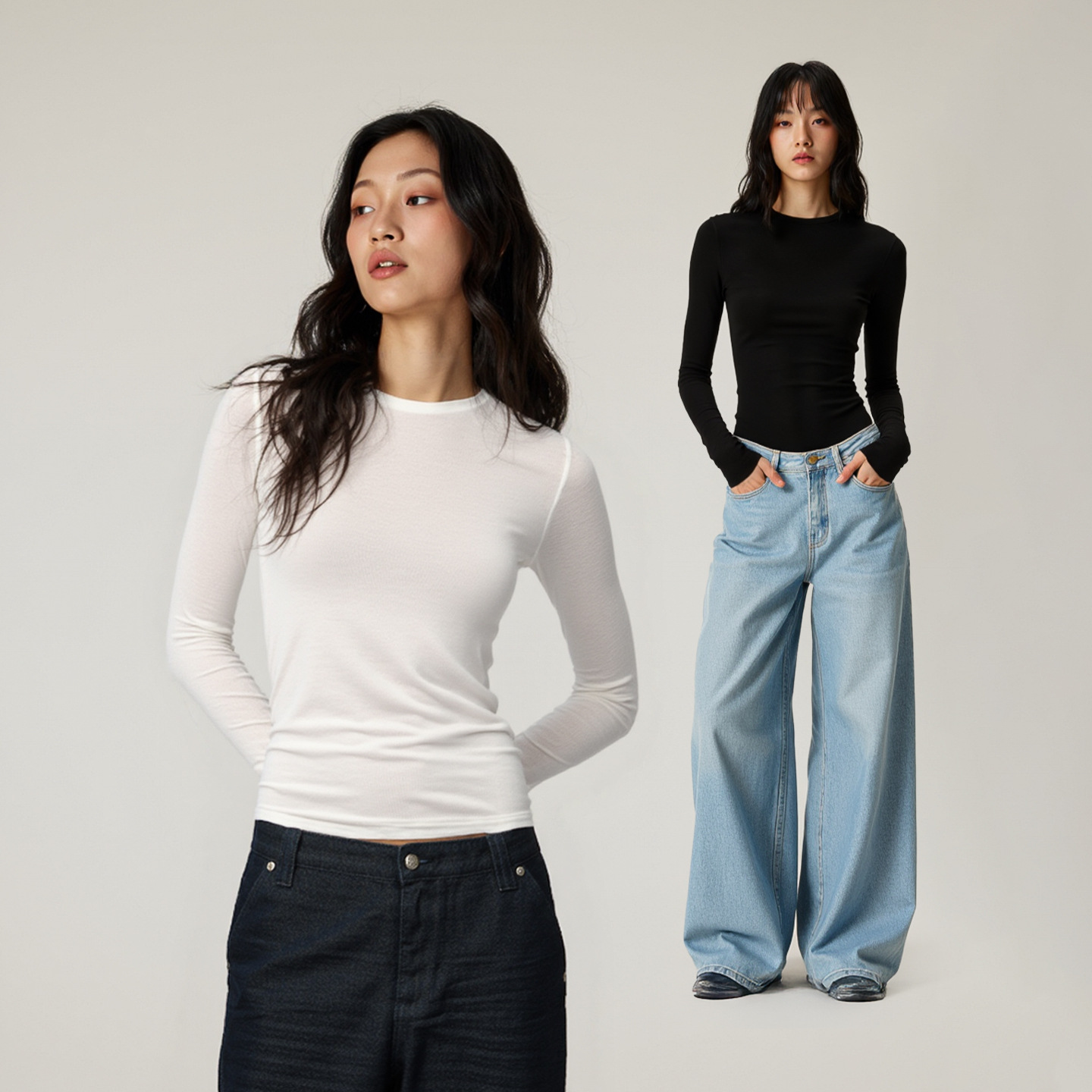 teeshe women's Lanjing Tian Wool round-neck long-sleeved top 25 Autumn Spice Waist-cinching and slimming base layer Specification image