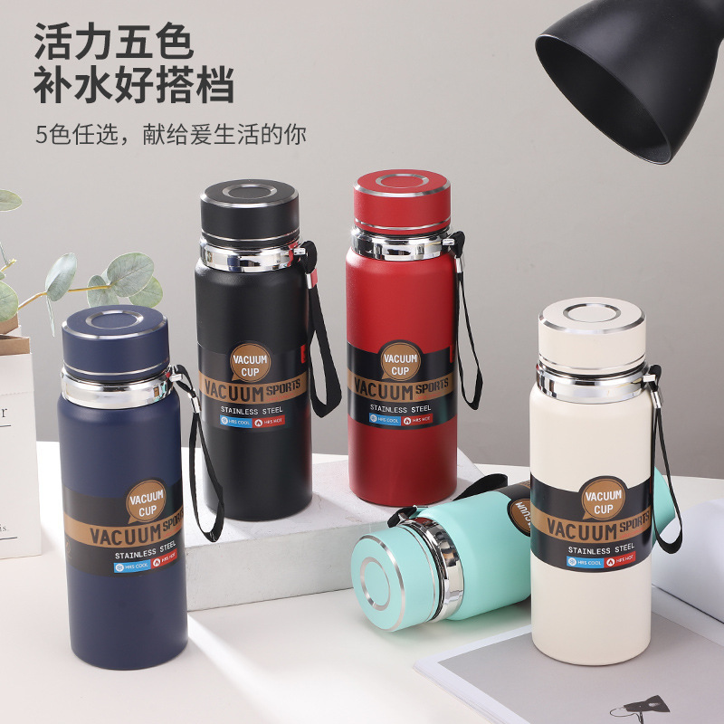 Cross-border 316 stainless steel insulated cup, business large-capacity outdoor portable hanging strap pot, sun pot wholesale logo details Picture