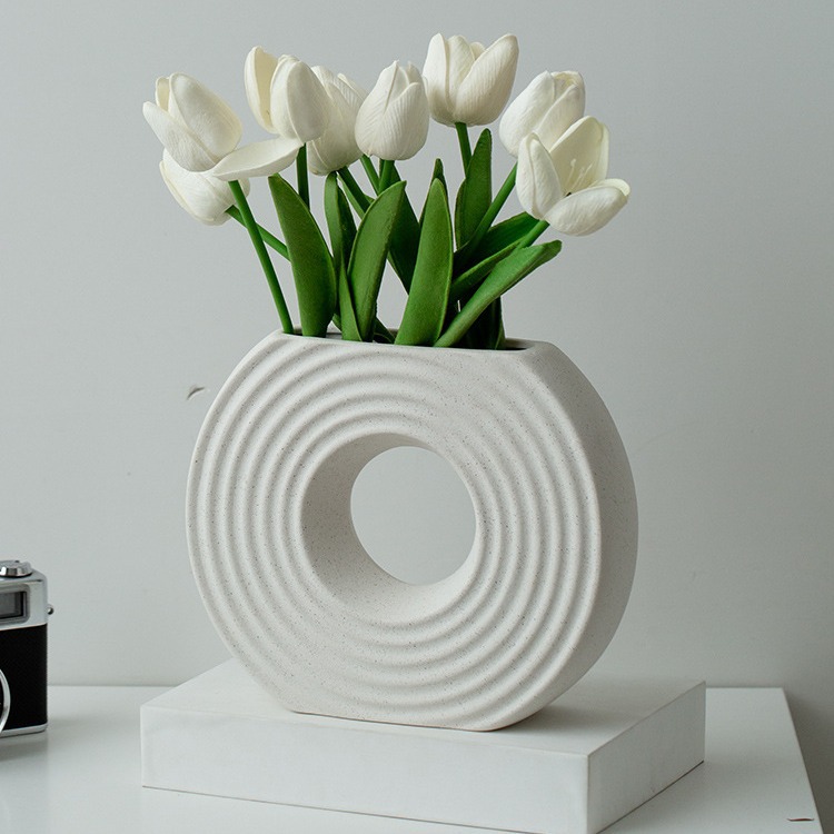 2026 New style flower arrangement, creative unglazed vase, hydroponic home decoration piece, ins style, high appearance level, flower vases, Nordic high-end ceramic Specification image