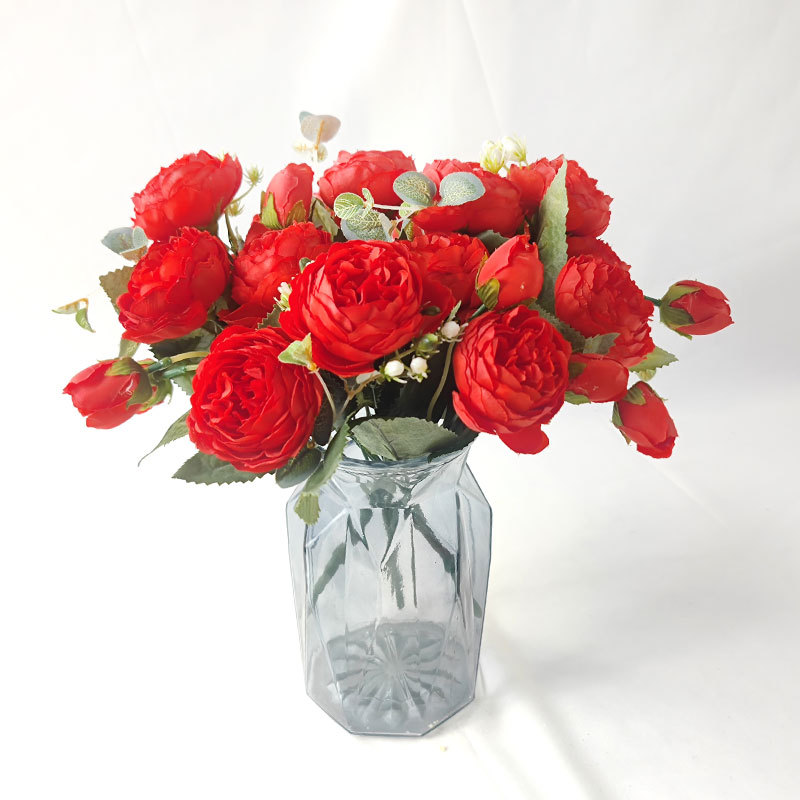 仿真花DIY发饰配件/假花/5朵塑膠花/仿真花/假花批发细节图