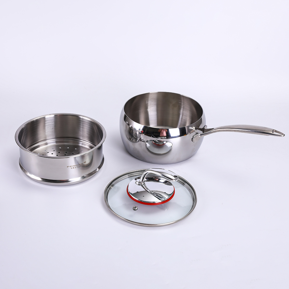 316 stainless steel milk pot, home warm milk instant noodle stewing pot, baby food pot, Japanese snow flat pot, large belly soup pot in stock details Picture