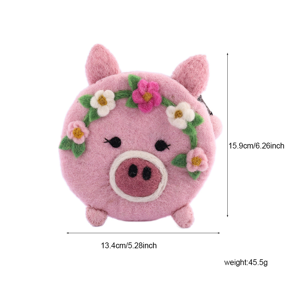 尼泊尔手工羊毛毡零钱包卡包可爱动物造型零钱包毛绒卡包厂家批发白底实物图