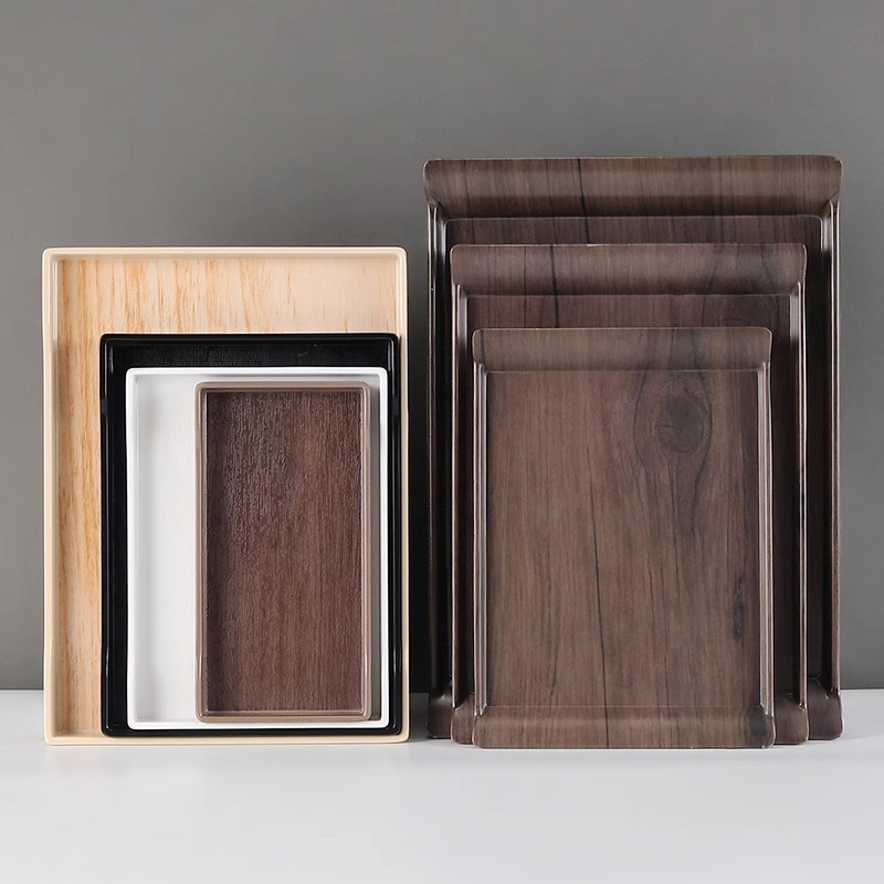 塑料托盘长方形酒店客房北欧茶盘水杯托盘洗漱用品餐饮餐具商用黑细节图