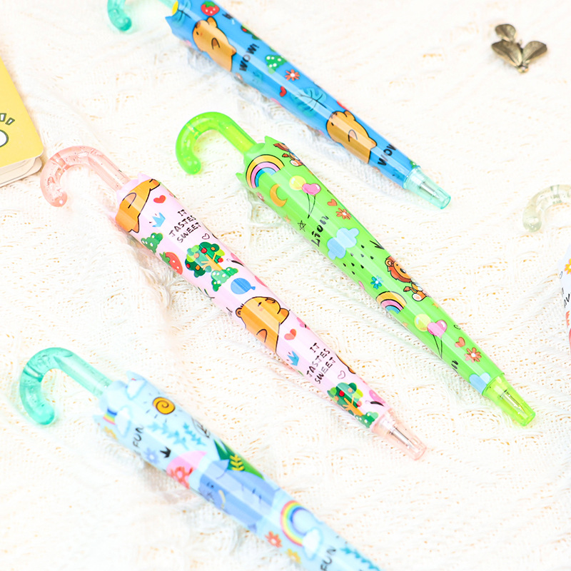 Creative umbrella, fresh and cute cartoon transparent gel pen, high personality, high appearance level, student stationery, problem-solving signature pen Specification image