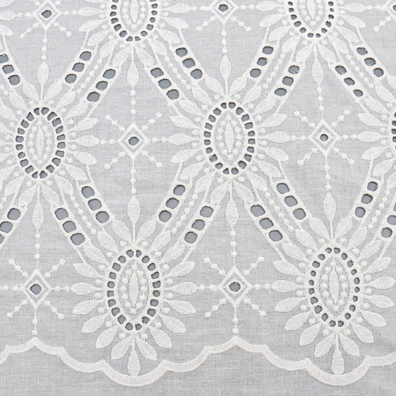 All-cotton embroidered fabric in stock, fashionable home textiles, children's wear, wedding gowns, evening gowns, halter straps, and lace fabric with hollowed-out patterns details Picture
