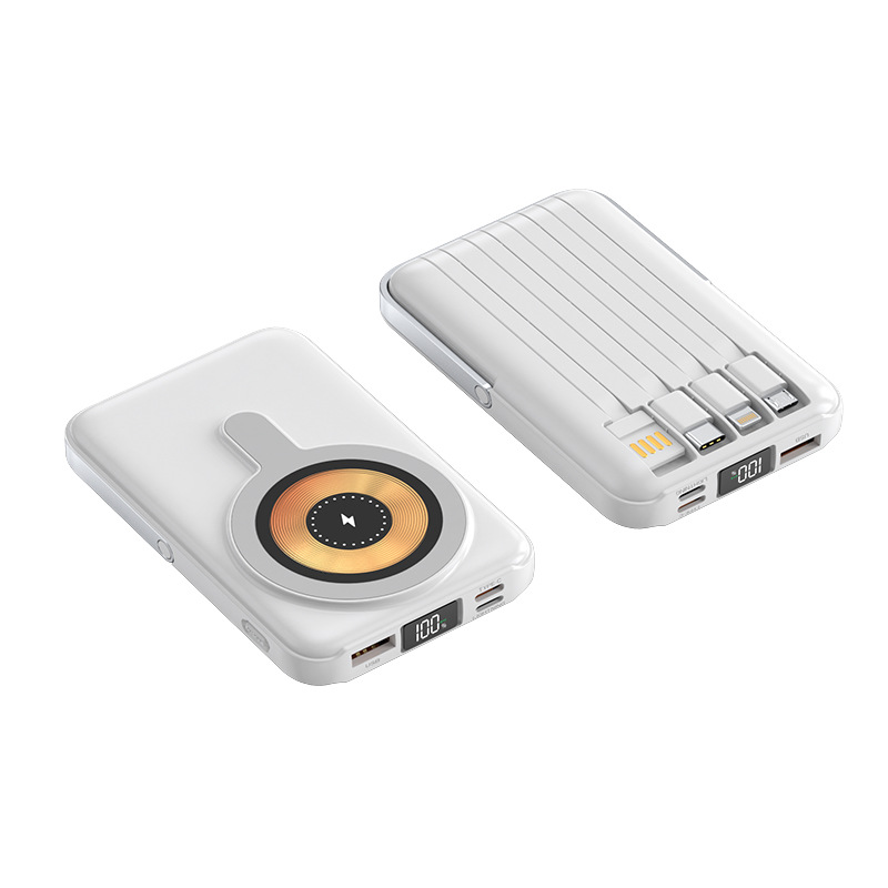 跨境外贸2W无线充磁吸充电宝PD超级快充移动电源共享自带线