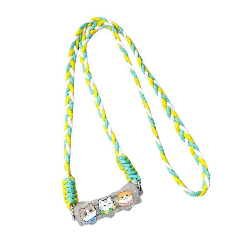 Hand-woven phone case back clip lanyard, long diagonal three-color braid, multi-functional pendant for hiking and outdoor travel Item Picture
