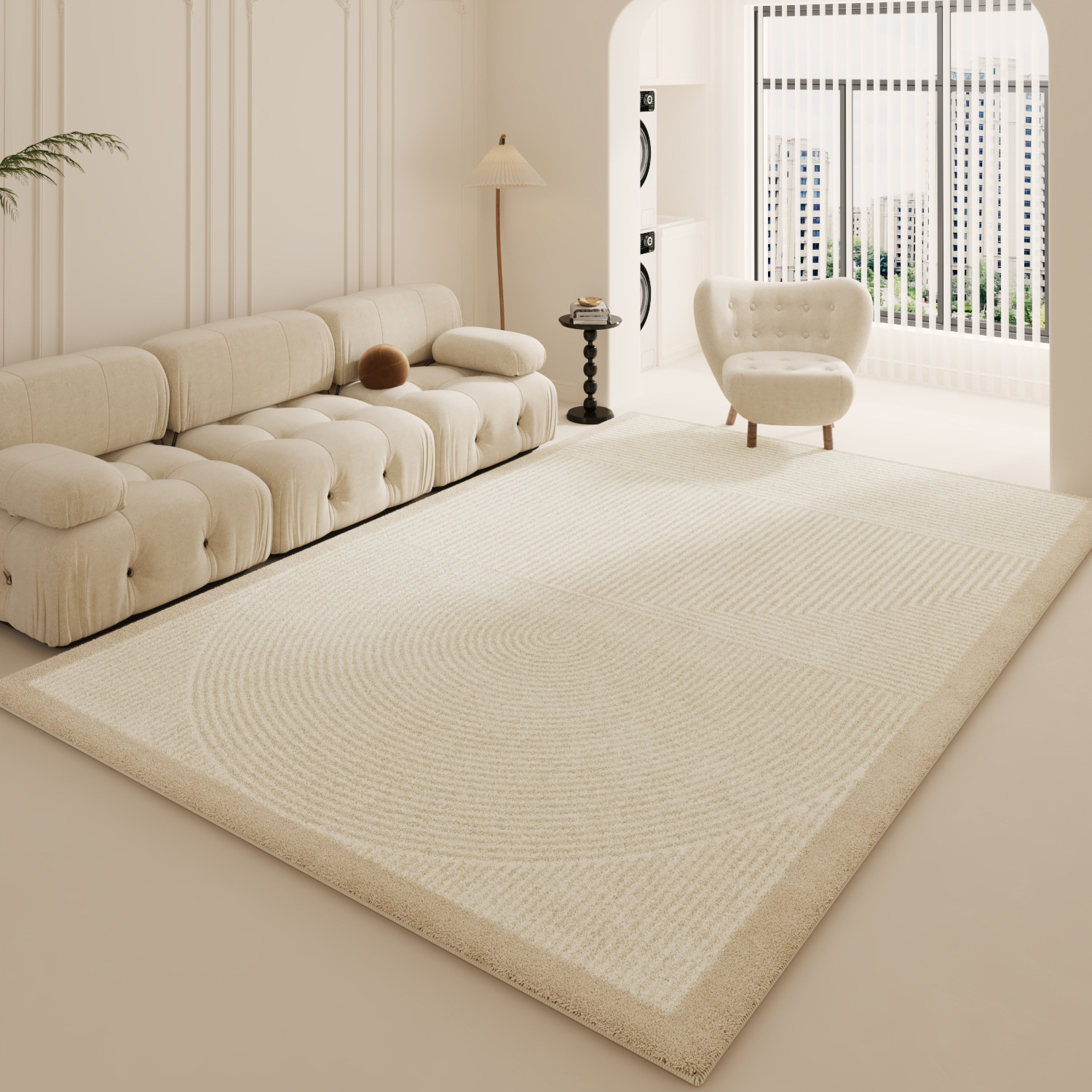 Modern and simple carpet, cream-style long-haired home bedside blanket, 2024 new style floor mat wholesale, bedroom carpet Specification image