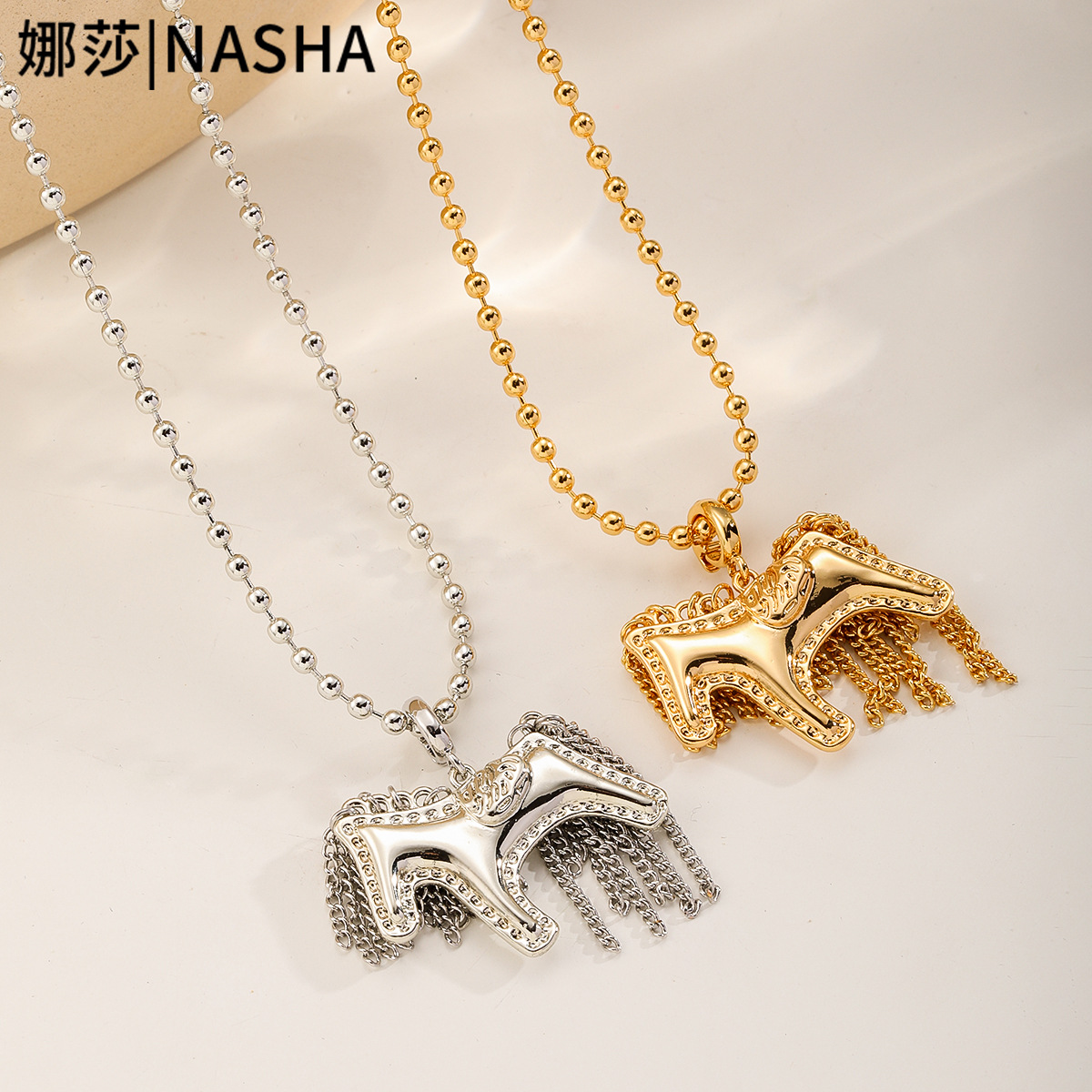 Nasha Tassel Exquisite pendant sweater chain, Get Money Soon Necklace for women 2026 New style couple collarbone chain Neck chain details Picture