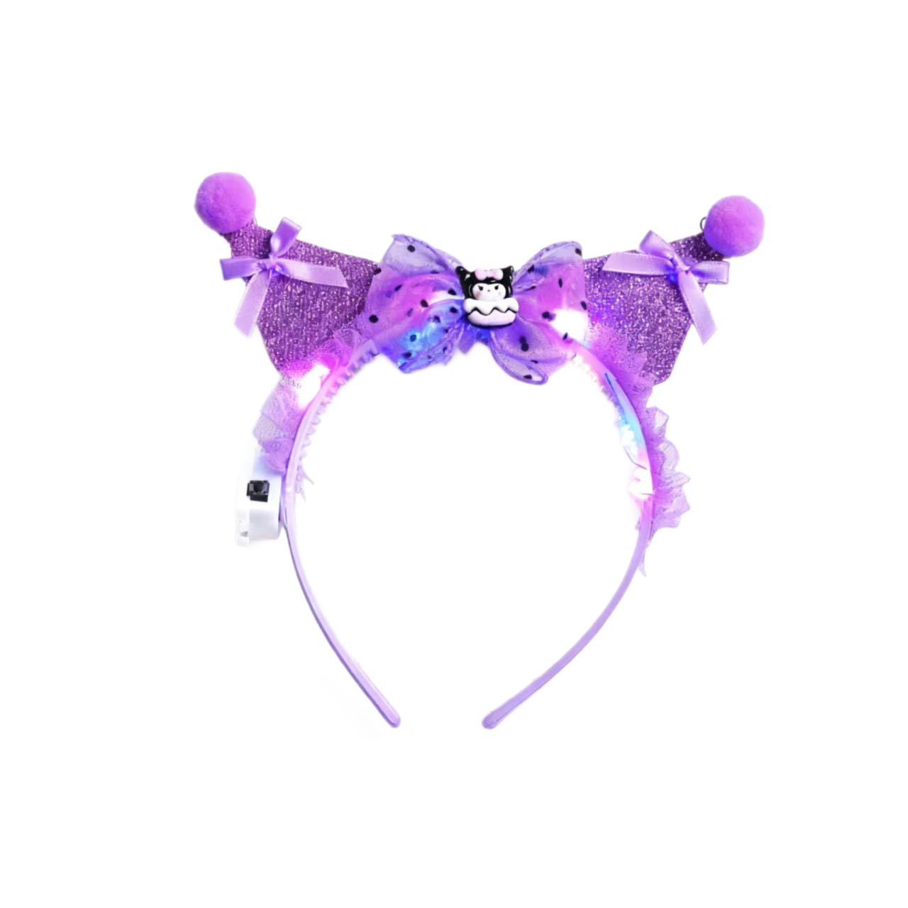 Wholesale of new glittering crown Kulomi headband, princess, cute lace ears, bow headband and luminous headwear Item Picture