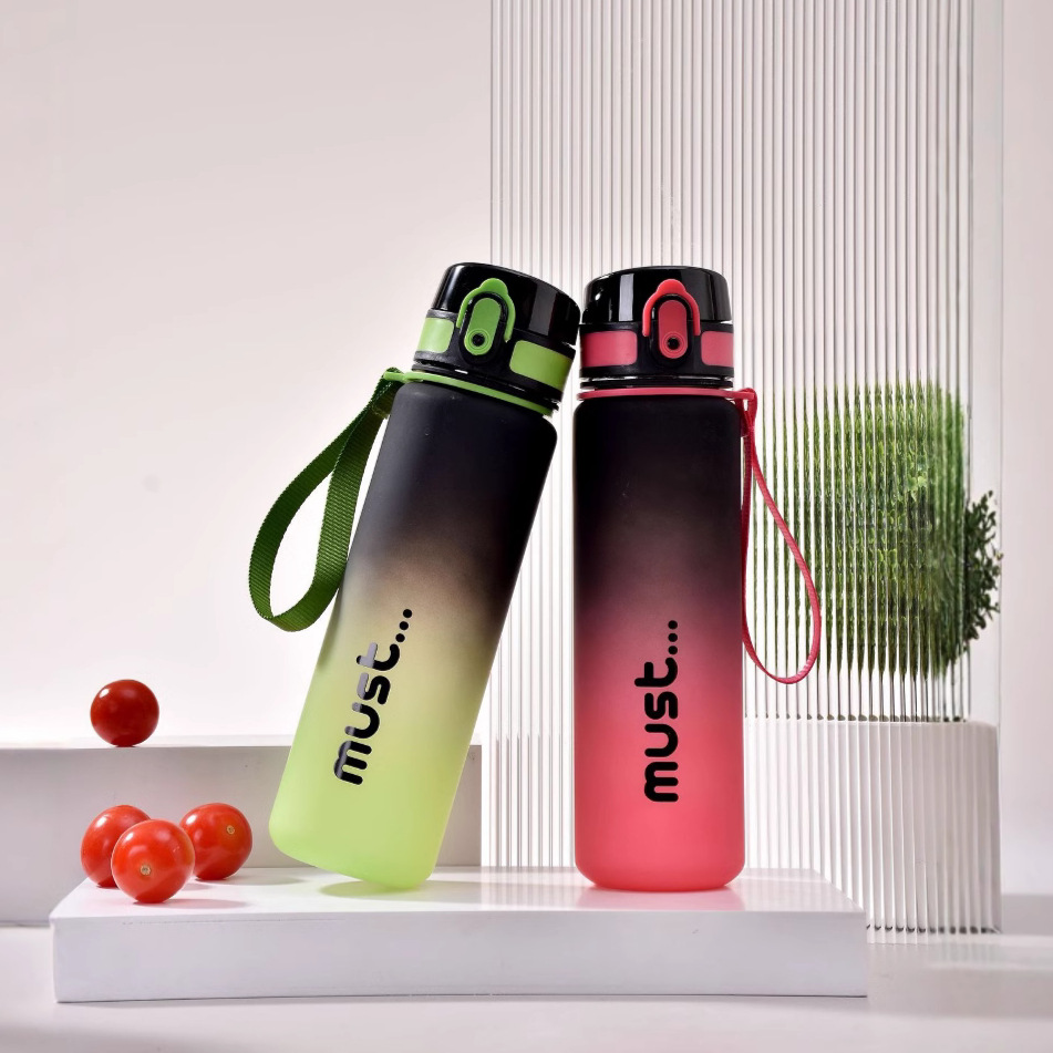 Custom wow gradient scrub plástico taza de agua para mujeres alta apariencia horizontal deporte kettle 2025 nuevo pc rebote tazas Specification image