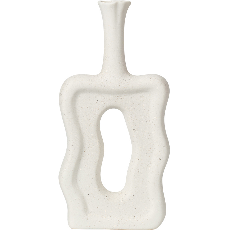 2026 European-style ceramic white vase, ins frosted and unfired creative flower arrangement, light Luxury home decoration accessory wholesale Item Picture