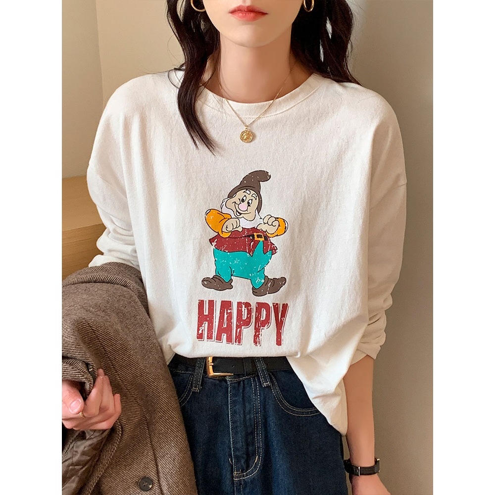 Cotton innerwear with a white base layer for autumn and winter, 2025 early spring new style fleece long-sleeved T-shirt, plus-size women's top