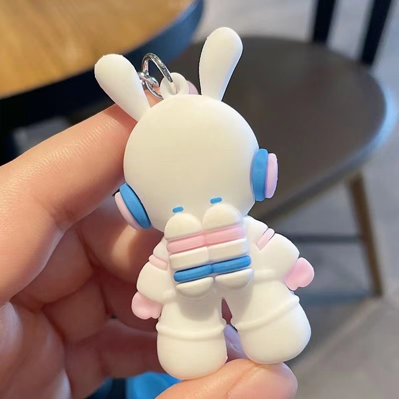 Space Rabbit keychain pendant, ins, high appearance level cartoon rabbit doll car pendant decoration Specification image
