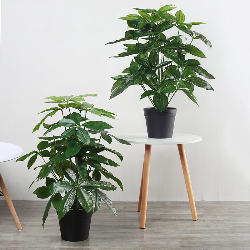 仿真室内植物发财树盆栽客厅落地装饰植物假花塑料花发财叶招财树