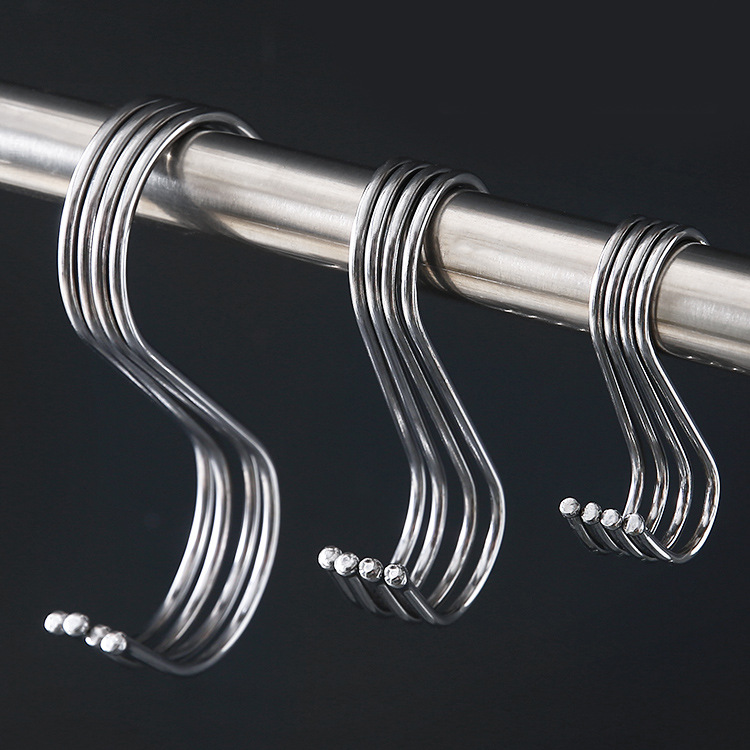 Kitchen clothes S-shaped hooks, metal hooks, wardrobe coat hooks, large, medium and small S-shaped hooks, S-shaped horizontal bar hooks