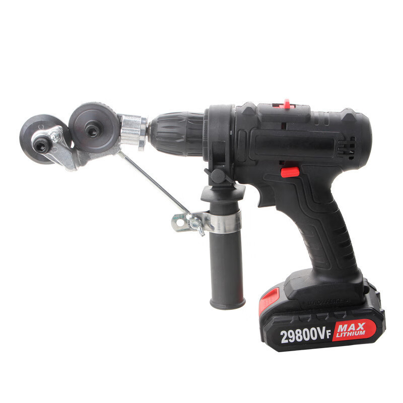 A new type of magic tool for converting a hand-held electric drill into a shearing machine and a metal plate cutter