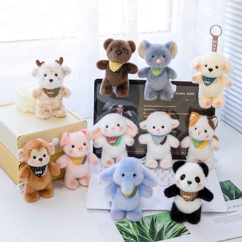 Cute little lamb cream puffs, plush animal pendants, rabbit dolls, keychains, cartoon doll bags, decorative gifts details Picture