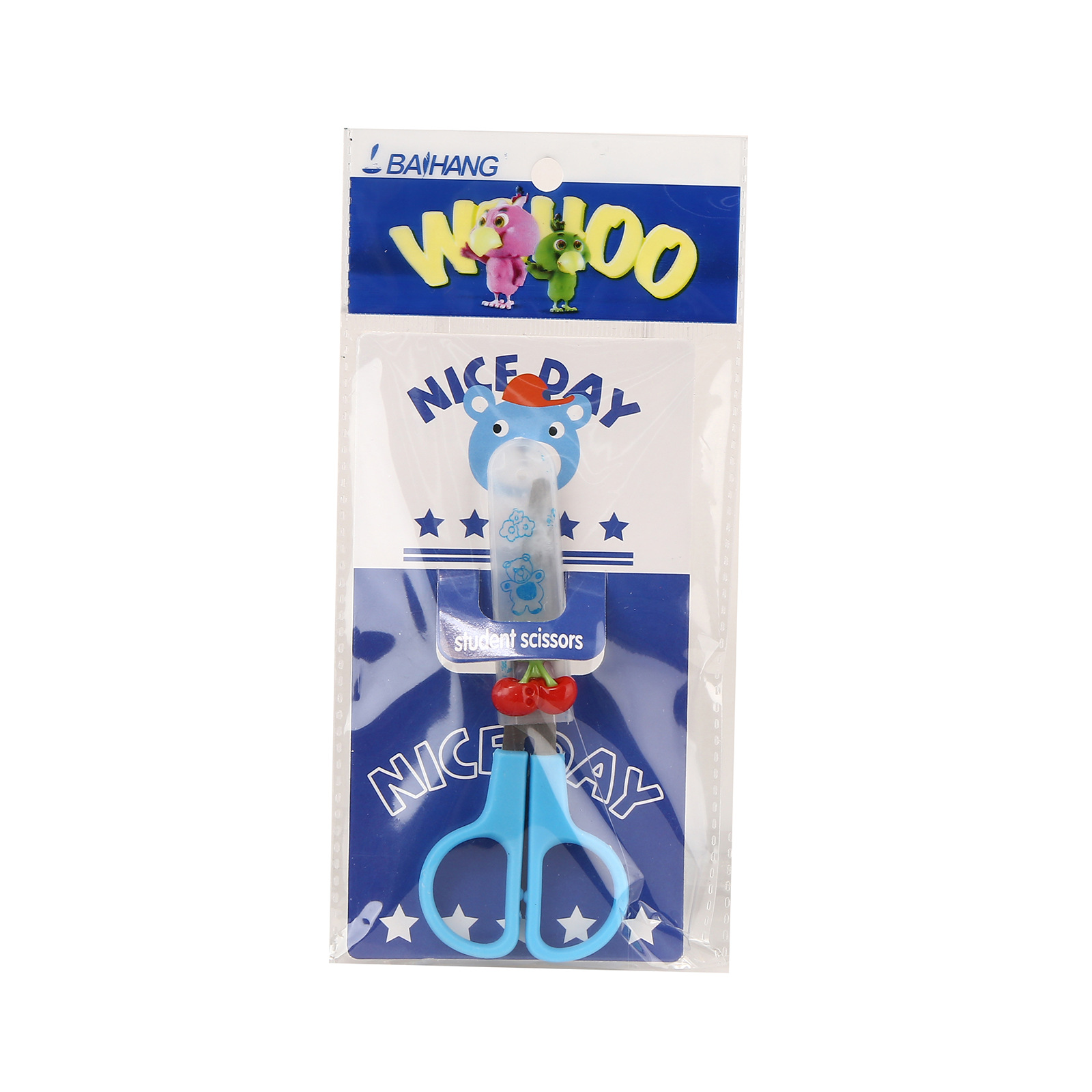 Children's safe fruit scissors, diy art paper-cutting knife, cute round head stainless steel with protective case scissors Item Picture