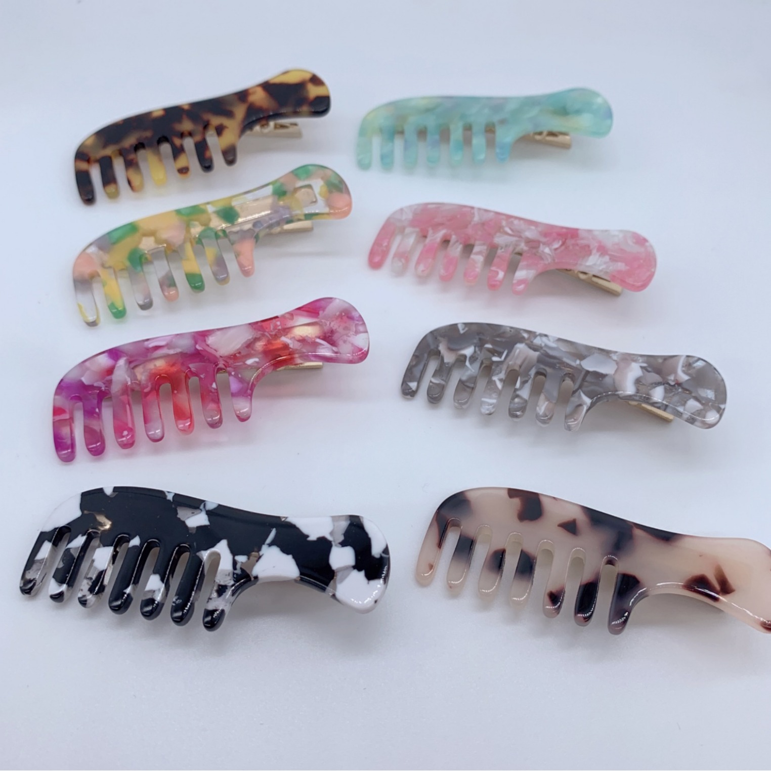 韩版网红发饰女醋酸板材发夹金属鸭嘴夹多功能梳子百搭刘海侧边夹