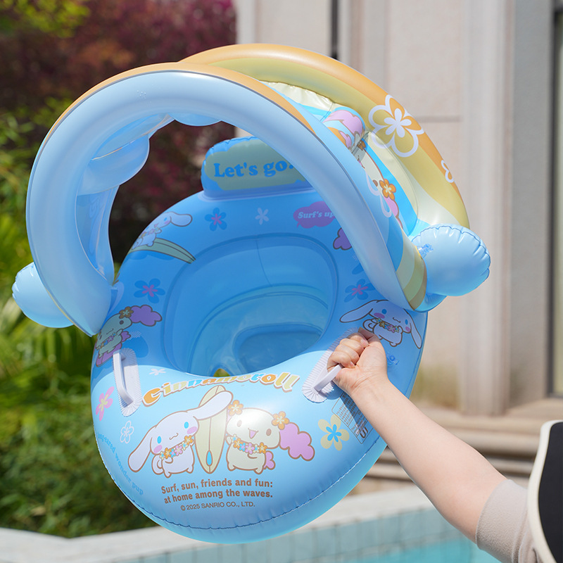 Sanrio baby pocket ring with canopy, baby inflatable seat ring, Kuromi sunshade canopy, swimming ring, children's life buoy details Picture
