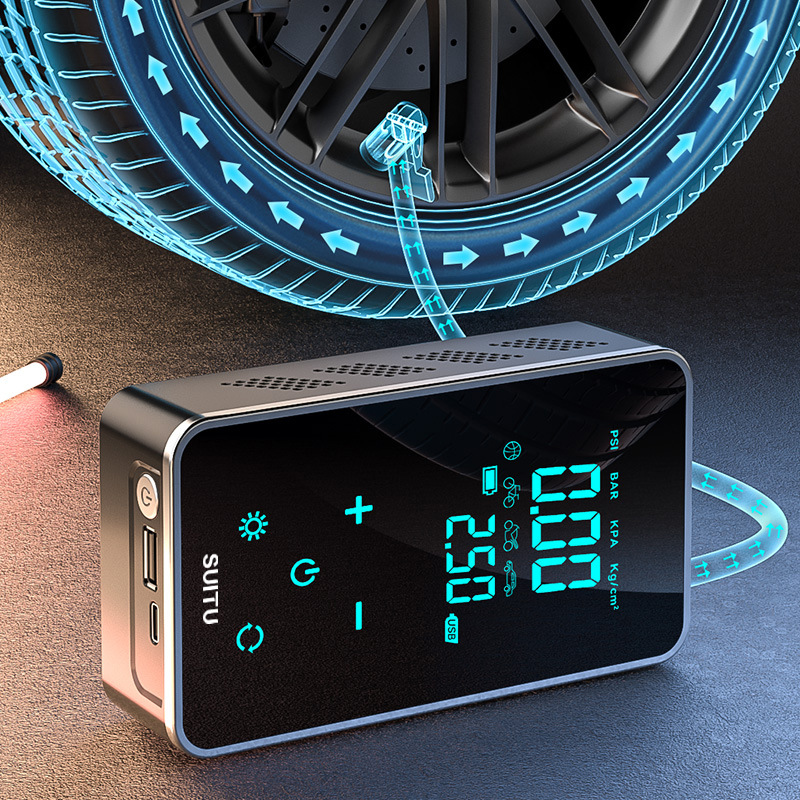 Vehicle-mounted air pump, wireless digital display intelligent air pump, touch screen air pump, tire pump, portable handheld Application Scenario