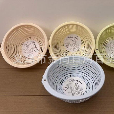 Simple style draining basket, thickened vegetable washing basket, round and wall-mounted household plastic draining basket, sieve basket, basket